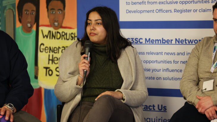 Arsha speaks at a C3SC event